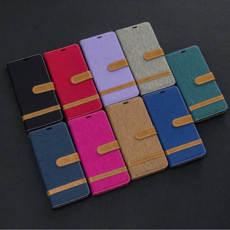 Housse Samsung Galaxy S20 Plus Tissu et Effet Cuir à Lanière Housse Samsung Galaxy S20 Plus Tissu et Effet Cuir à Lanière