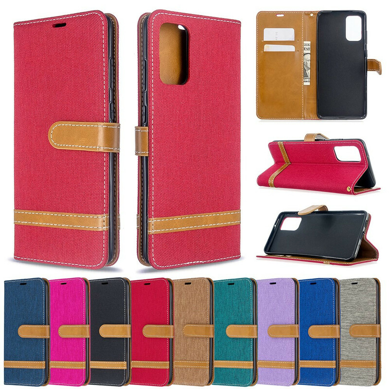 Housse Samsung Galaxy S20 Plus Tissu et Effet Cuir à Lanière Housse Samsung Galaxy S20 Plus Tissu et Effet Cuir à Lanière