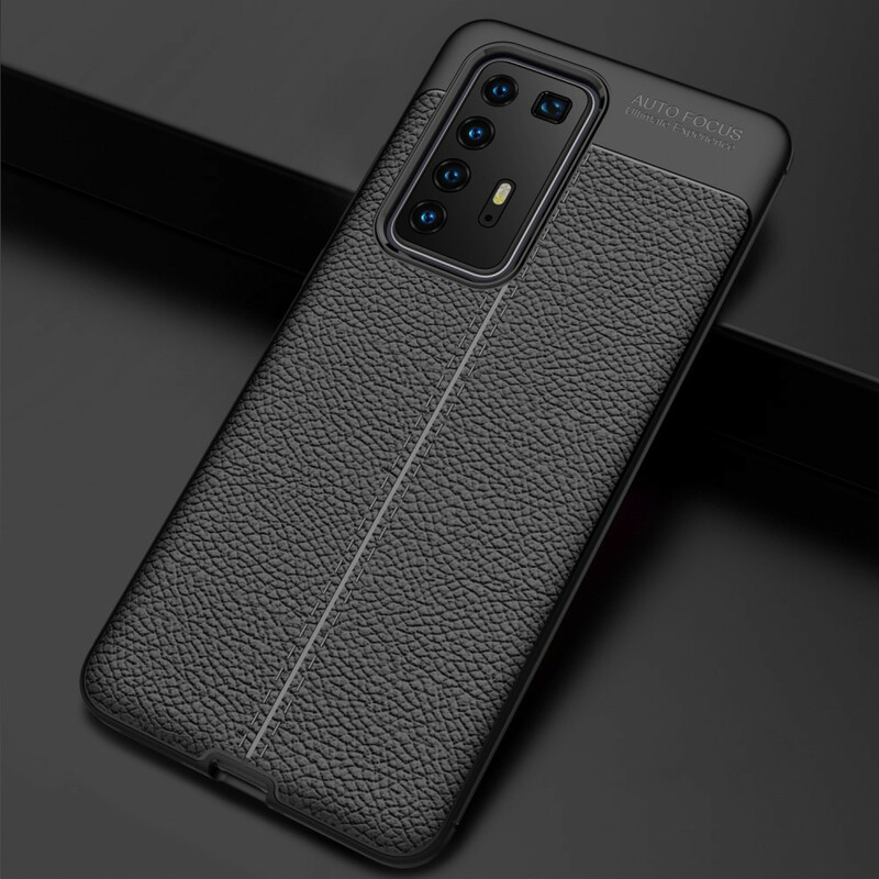 Coque Huawei P40 Pro Effet Cuir Litchi Double Line