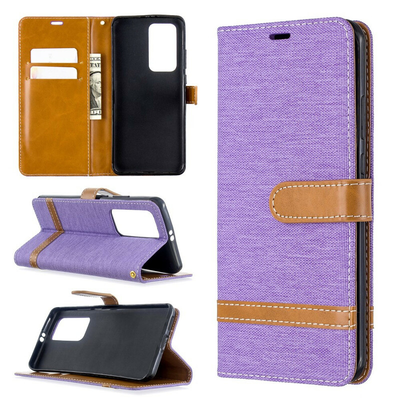 Housse Huawei P40 Pro Tissu et Effet Cuir à Lanière Housse Huawei P40 Pro Tissu et Effet Cuir à Lanière