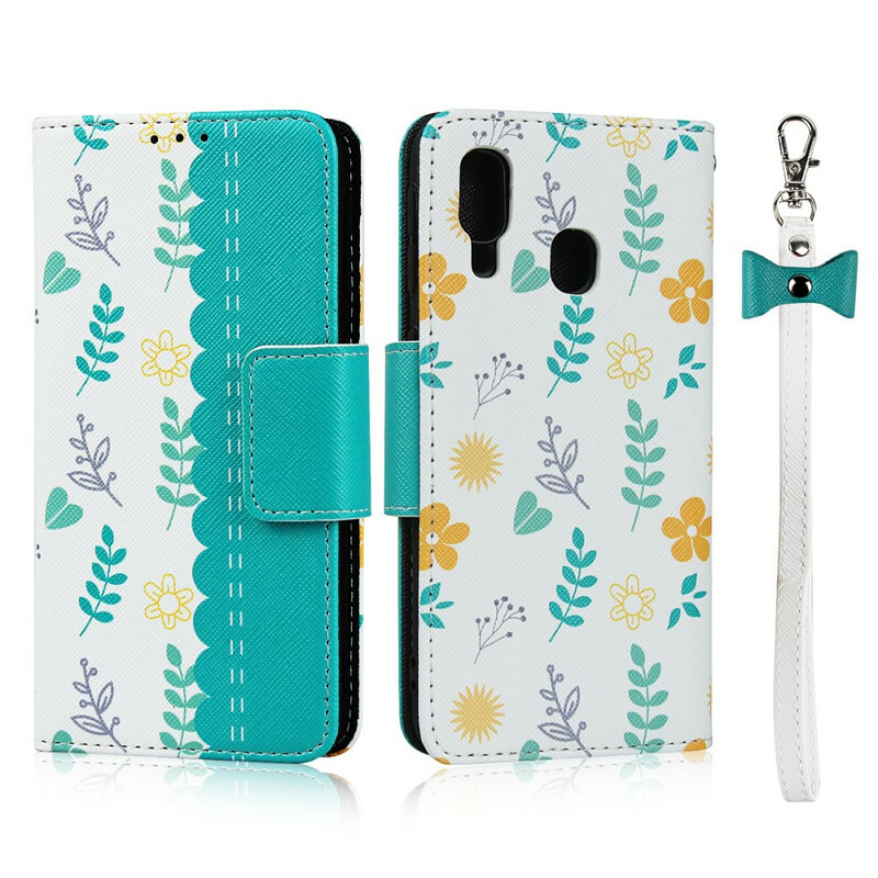 Housse Samsung Galaxy A40 Fleurettes à Lanière Housse Samsung Galaxy A40 Fleurettes à Lanière