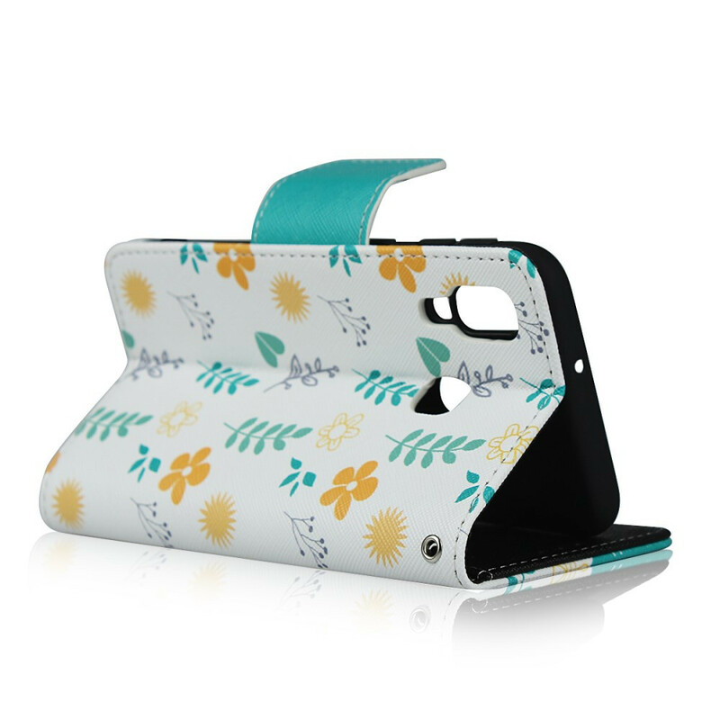 Housse Samsung Galaxy A40 Fleurettes à Lanière Housse Samsung Galaxy A40 Fleurettes à Lanière