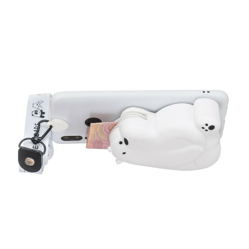 Coque Samsung Galaxy A40 Ours Polaire Portefeuille et Bandoulière Coque Samsung Galaxy A40 Ours Polaire Portefeuille et Bandoulière