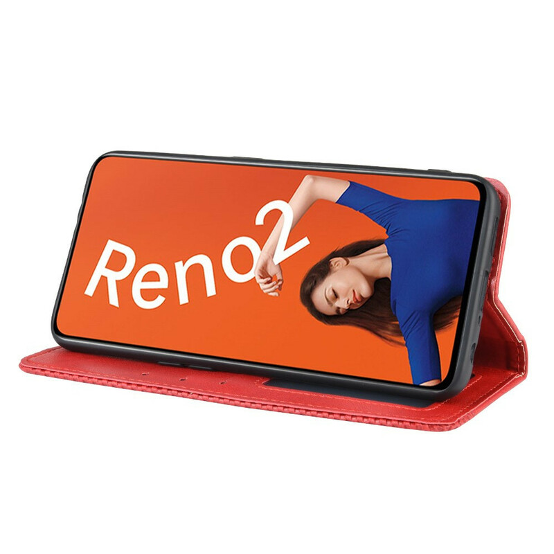 Flip Cover Oppo Reno 2 Effet Cuir Vintage Stylisé Flip Cover Oppo Reno 2 Effet Cuir Vintage Stylisé
