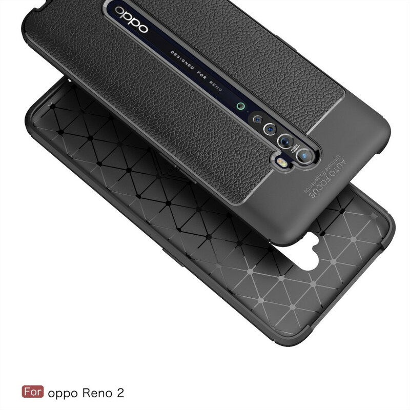 Coque Oppo Reno 2 Effet Cuir Litchi Double line