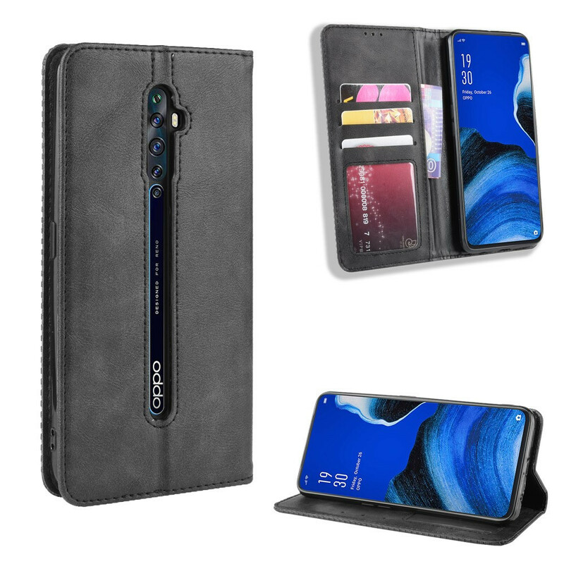 Flip Cover Oppo Reno 2Z Effet Cuir Vintage Stylisé Flip Cover Oppo Reno 2Z Effet Cuir Vintage Stylisé