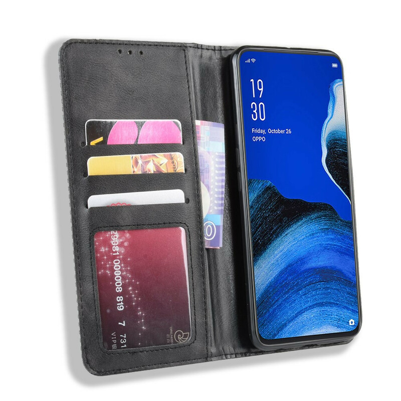 Flip Cover Oppo Reno 2Z Effet Cuir Vintage Stylisé Flip Cover Oppo Reno 2Z Effet Cuir Vintage Stylisé