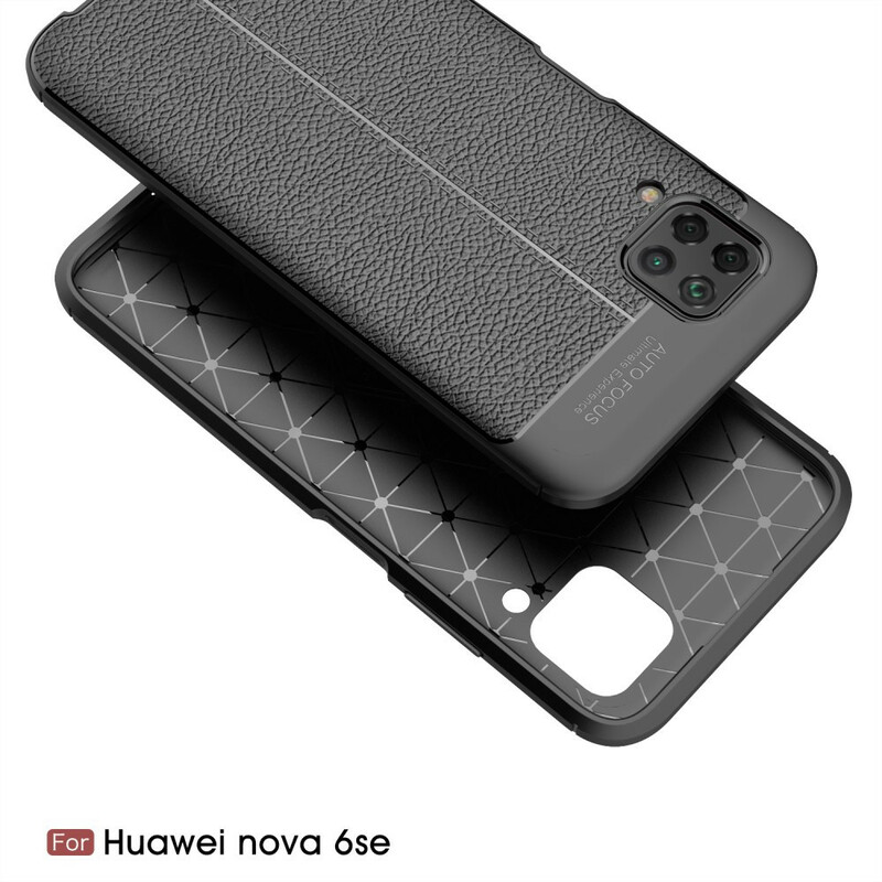 Coque Huawei P40 Lite Effet Cuir Litchi Double Line