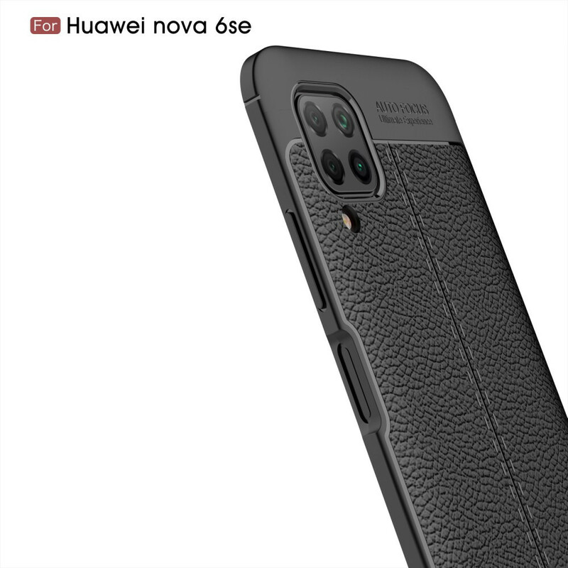 Coque Huawei P40 Lite Effet Cuir Litchi Double Line Coque Huawei P40 Lite Effet Cuir Litchi Double Line