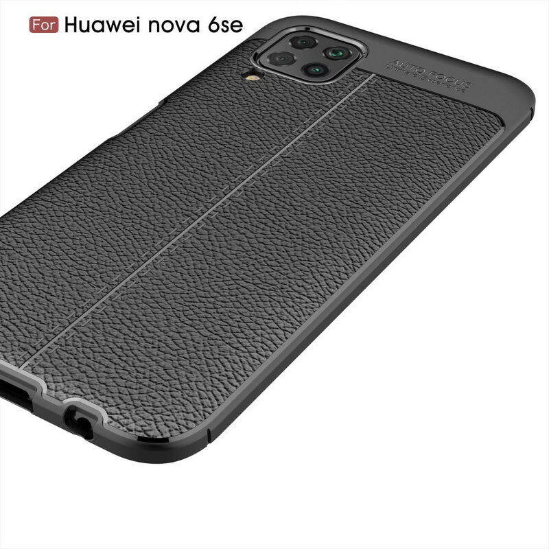 Coque Huawei P40 Lite Effet Cuir Litchi Double Line Coque Huawei P40 Lite Effet Cuir Litchi Double Line