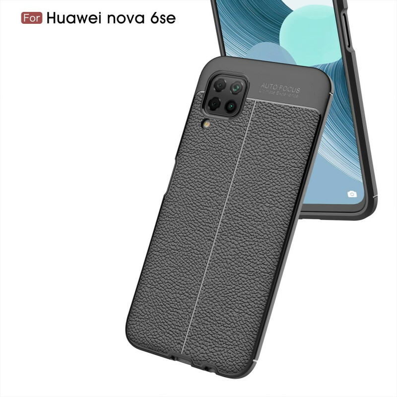 Coque Huawei P40 Lite Effet Cuir Litchi Double Line