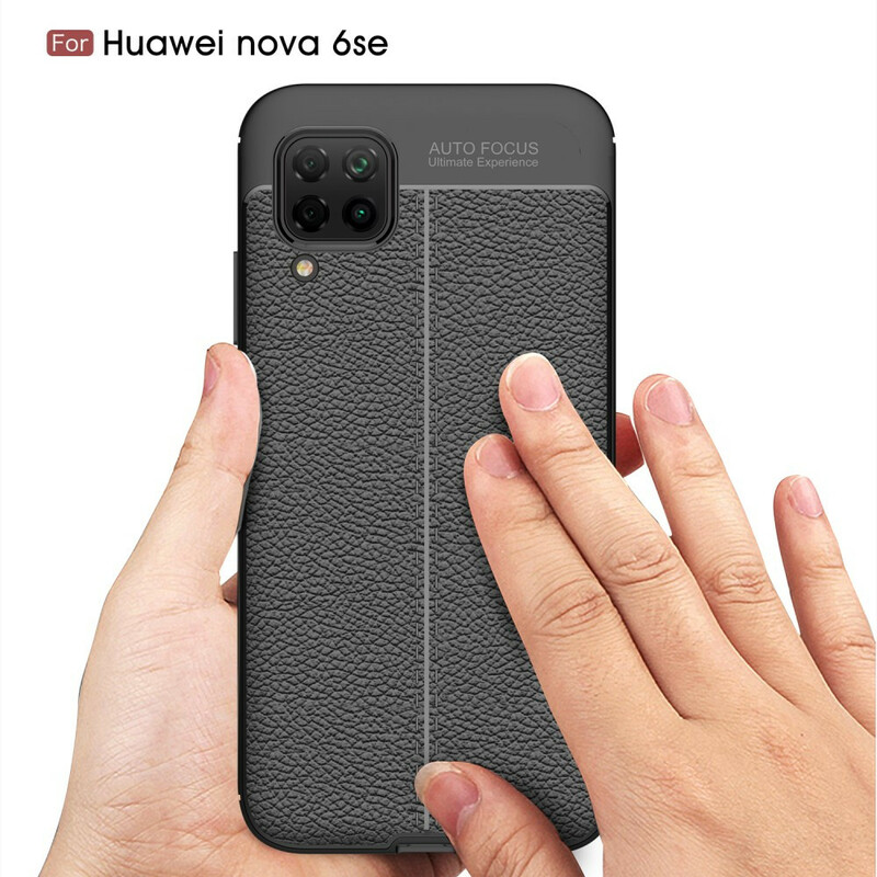 Coque Huawei P40 Lite Effet Cuir Litchi Double Line Coque Huawei P40 Lite Effet Cuir Litchi Double Line
