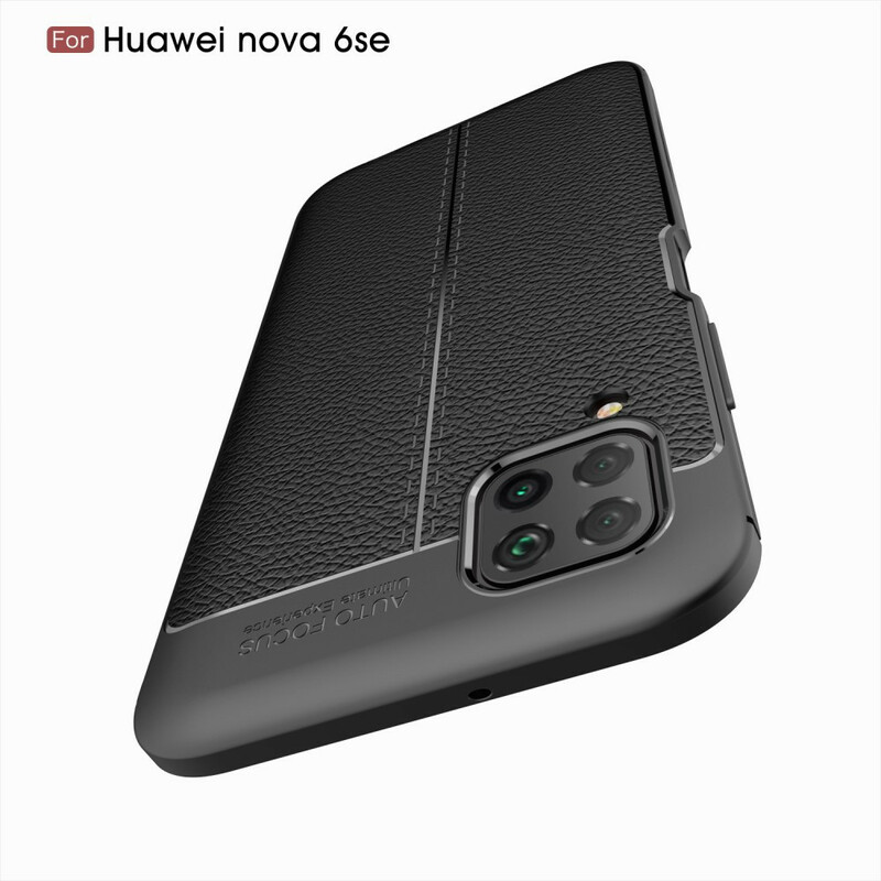 Coque Huawei P40 Lite Effet Cuir Litchi Double Line Coque Huawei P40 Lite Effet Cuir Litchi Double Line