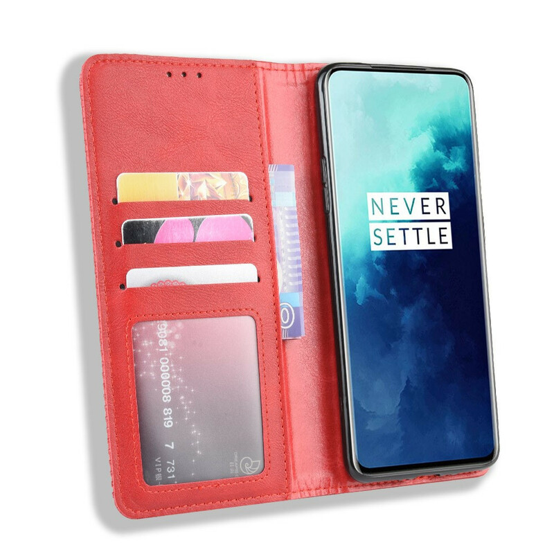 Flip Cover OnePlus 7T Pro Effet Cuir Vintage Stylisé Flip Cover OnePlus 7T Pro Effet Cuir Vintage Stylisé
