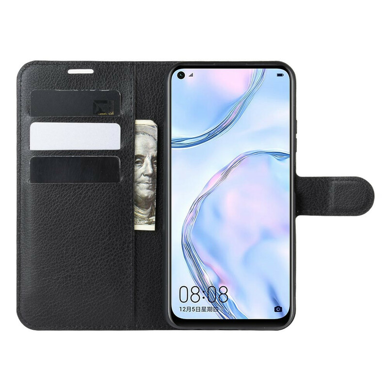 Housse Huawei P40 Lite Simili Cuir Litchi Classique
