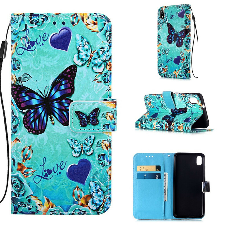 Housse Xiaomi Redmi 7A Love Butterflies à Lanière Housse Xiaomi Redmi 7A Love Butterflies à Lanière