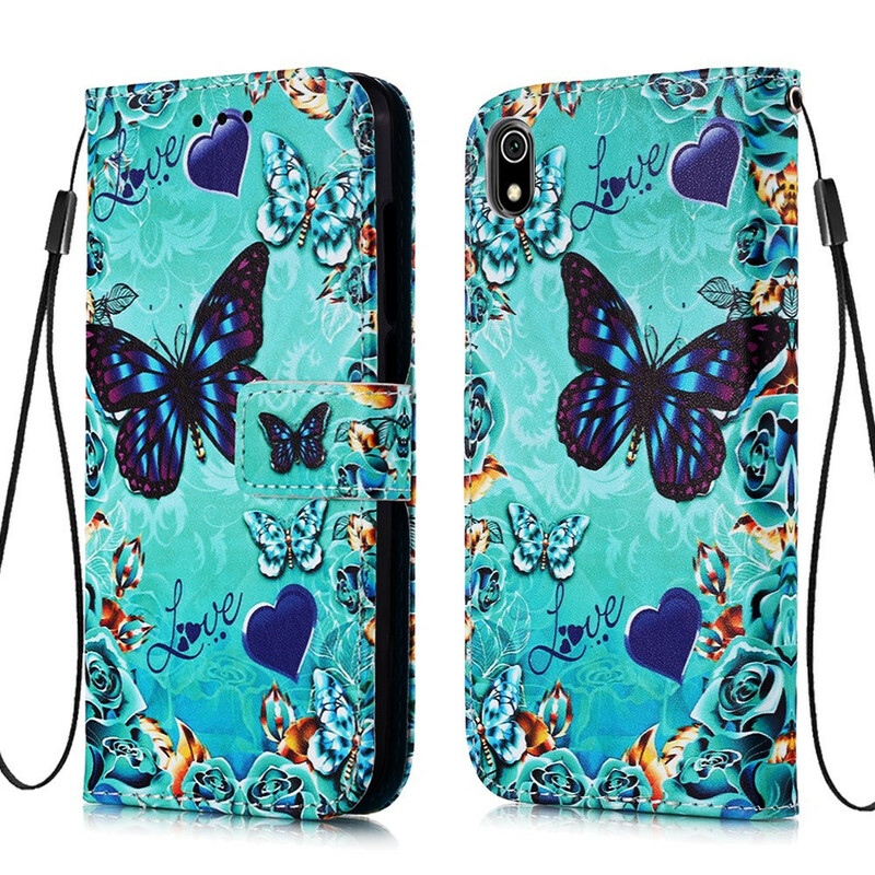 Housse Xiaomi Redmi 7A Love Butterflies à Lanière Housse Xiaomi Redmi 7A Love Butterflies à Lanière