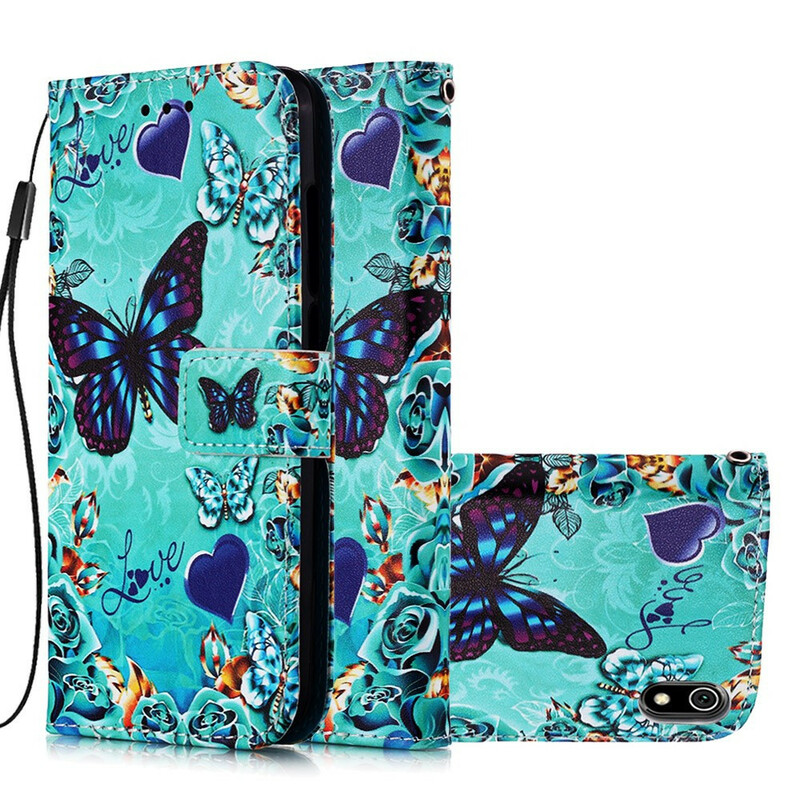 Housse Xiaomi Redmi 7A Love Butterflies à Lanière Housse Xiaomi Redmi 7A Love Butterflies à Lanière
