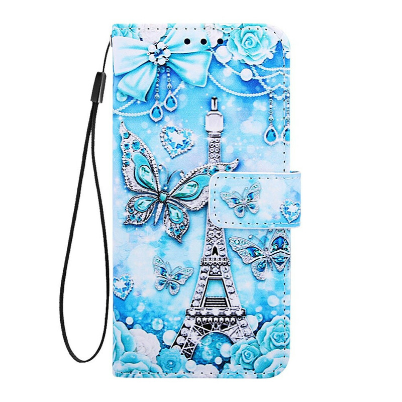 Housse Xiaomi Redmi 7A Tour Eiffel Papillons à Lanière Housse Xiaomi Redmi 7A Tour Eiffel Papillons à Lanière