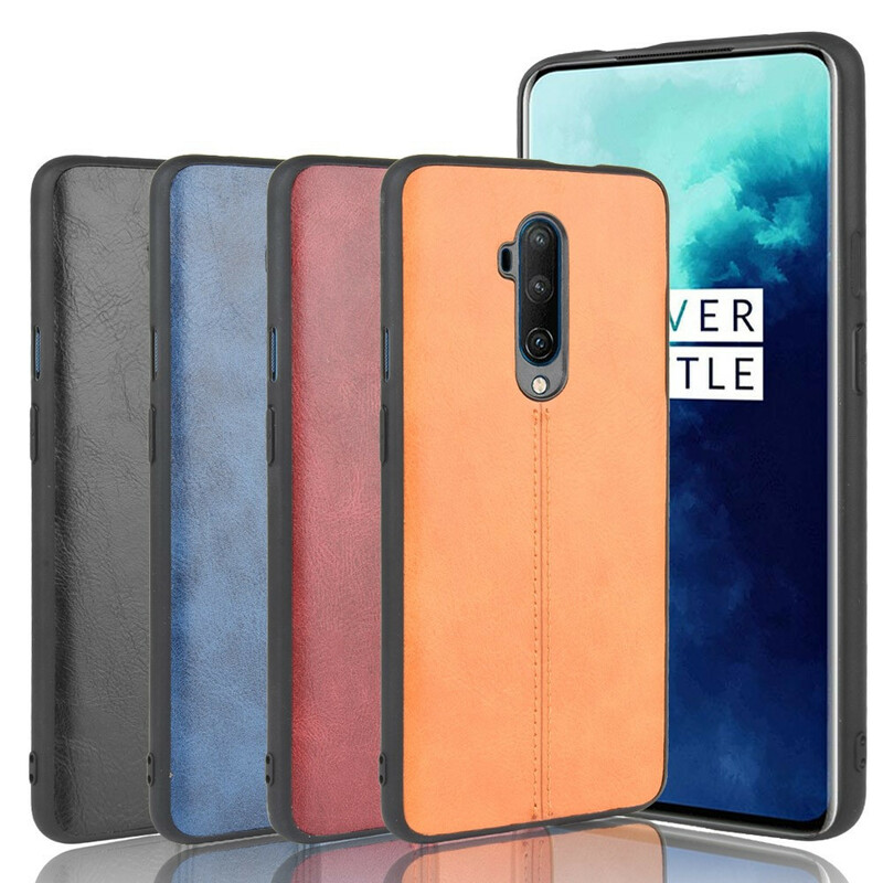 Coque OnePlus 7T Pro Effet Cuir Couture