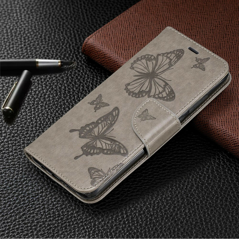 Housse Xiaomi Redmi Note 8 Pro Papillons Imprimés à Lanière