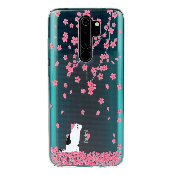 Coque Xiaomi Redmi Note 8 Pro Pétales et Chat
