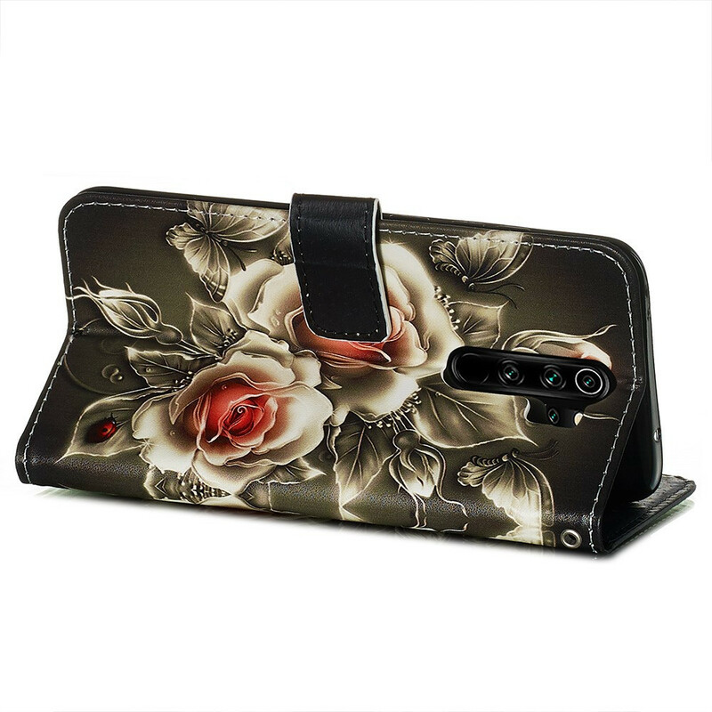Housse Xiaomi Redmi Note 8 Pro Rose Noire à Lanière Housse Xiaomi Redmi Note 8 Pro Rose Noire à Lanière
