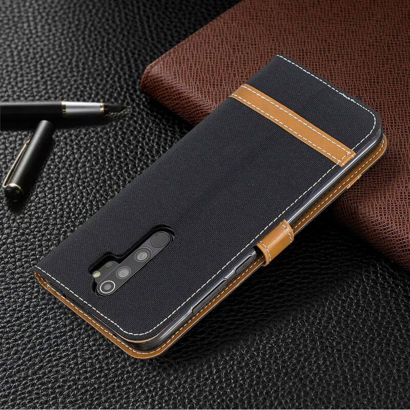 Housse Xiaomi Redmi Note 8 Pro Tissu et Effet Cuir à Lanière