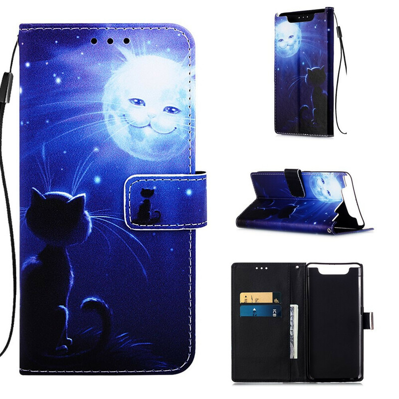 Housse Samsung Galaxy A80 Chat au Clair de Lune Housse Samsung Galaxy A80 Chat au Clair de Lune