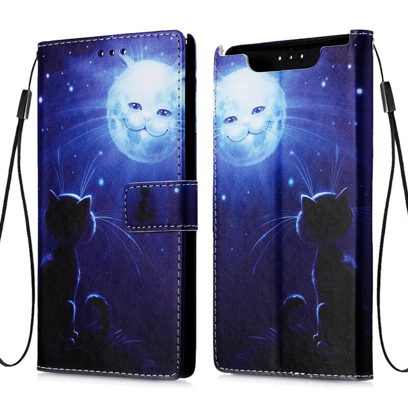 Housse Samsung Galaxy A80 Chat au Clair de Lune Housse Samsung Galaxy A80 Chat au Clair de Lune