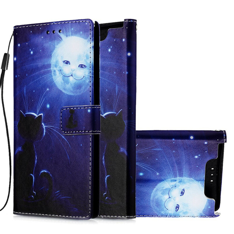 Housse Samsung Galaxy A80 Chat au Clair de Lune Housse Samsung Galaxy A80 Chat au Clair de Lune