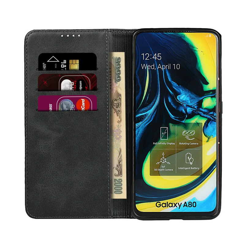 Flip Cover Samsung Galaxy A80 Simili Cuir Coutures Flip Cover Samsung Galaxy A80 Simili Cuir Coutures