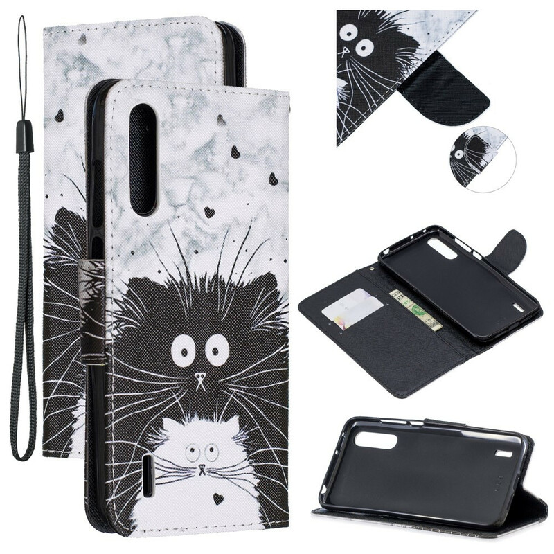 Housse Xiaomi Mi A3 Chats Surpris à Lanière Housse Xiaomi Mi A3 Chats Surpris à Lanière