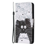 Housse Xiaomi Mi A3 Chats Surpris à Lanière Housse Xiaomi Mi A3 Chats Surpris à Lanière