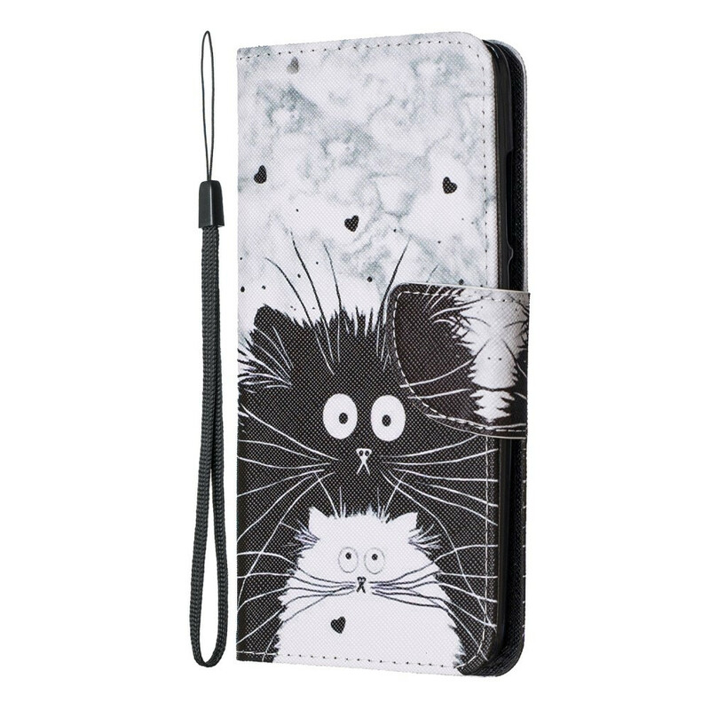 Housse Xiaomi Mi A3 Chats Surpris à Lanière Housse Xiaomi Mi A3 Chats Surpris à Lanière