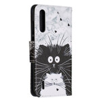 Housse Xiaomi Mi A3 Chats Surpris à Lanière Housse Xiaomi Mi A3 Chats Surpris à Lanière