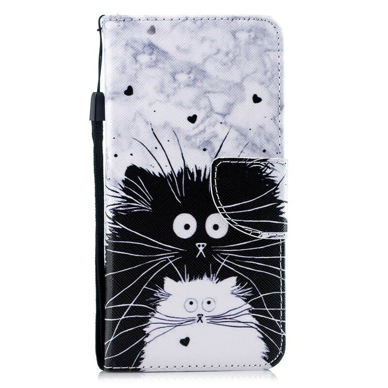 Housse Xiaomi Mi A3 Chats Surpris à Lanière Housse Xiaomi Mi A3 Chats Surpris à Lanière