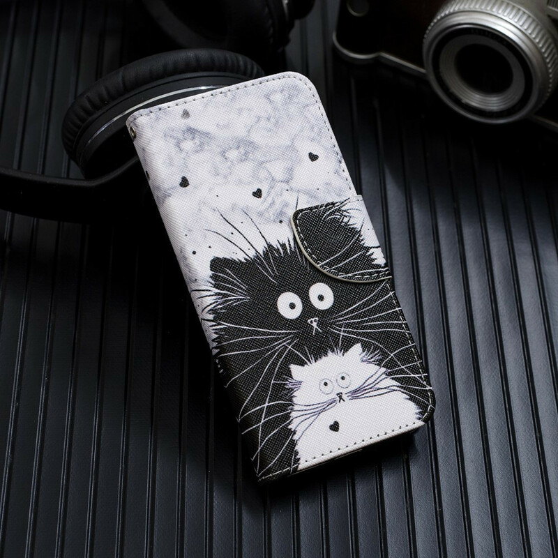 Housse Xiaomi Mi A3 Chats Surpris à Lanière Housse Xiaomi Mi A3 Chats Surpris à Lanière