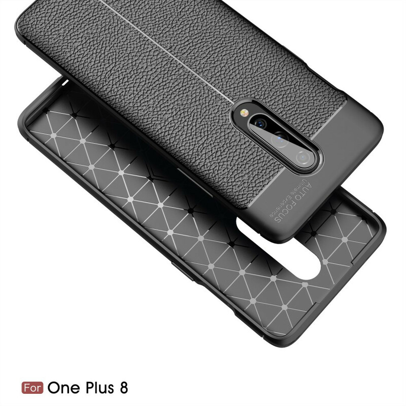 Coque OnePlus 8 Effet Cuir Litchi Double Line Coque OnePlus 8 Effet Cuir Litchi Double Line