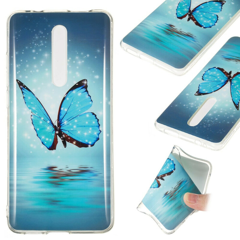 Coque Xiaomi Mi 9T / Mi 9T Pro Papillon Bleu Fluorescente Coque Xiaomi Mi 9T / Mi 9T Pro Papillon Bleu Fluorescente