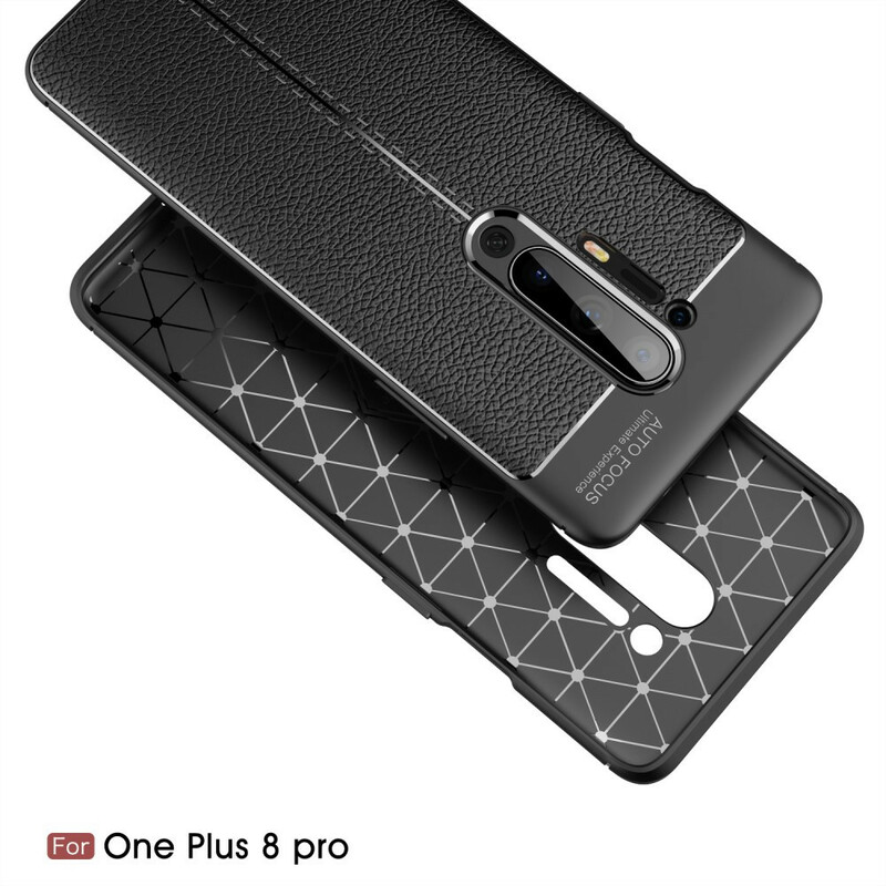 Coque OnePlus 8 Pro Effet Cuir Litchi Double Line Coque OnePlus 8 Pro Effet Cuir Litchi Double Line