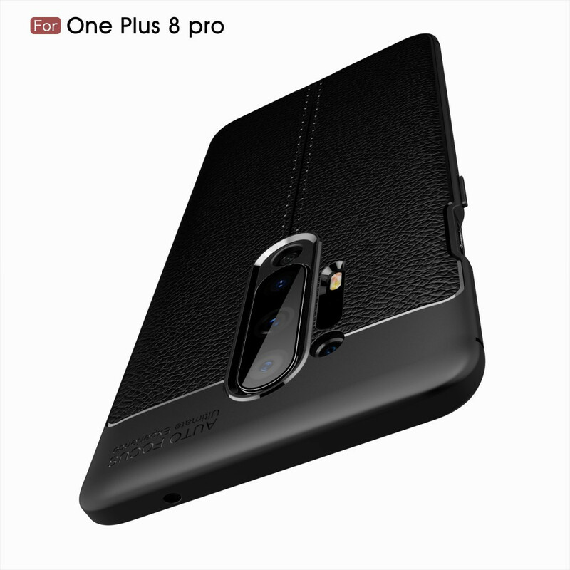 Coque OnePlus 8 Pro Effet Cuir Litchi Double Line Coque OnePlus 8 Pro Effet Cuir Litchi Double Line