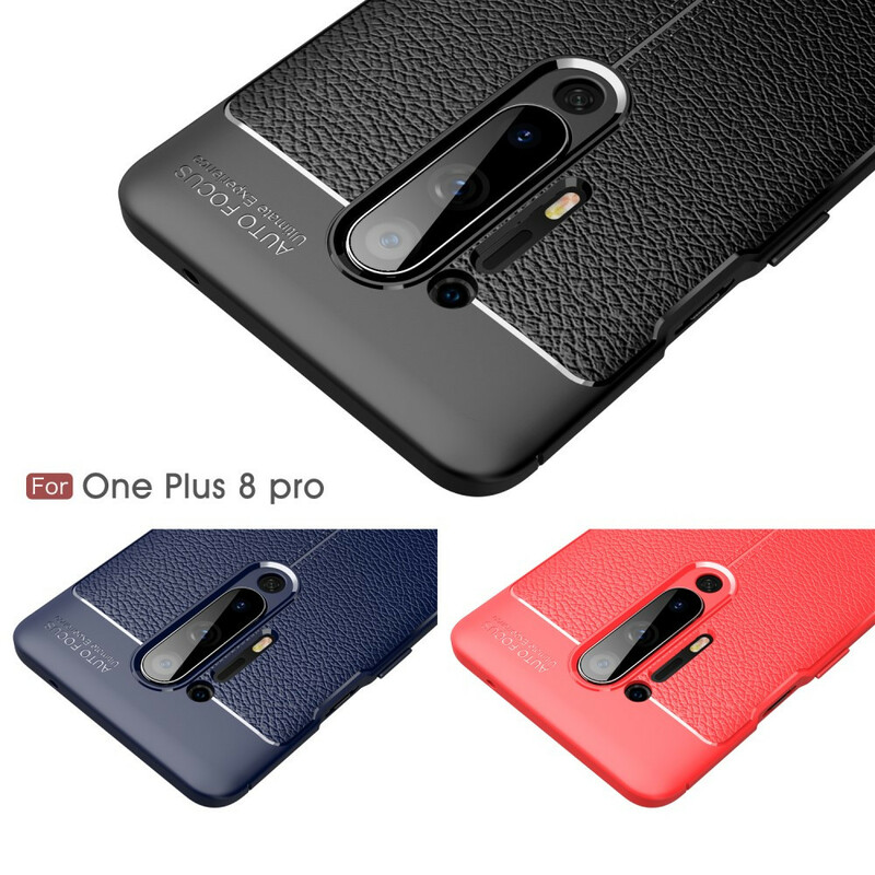 Coque OnePlus 8 Pro Effet Cuir Litchi Double Line