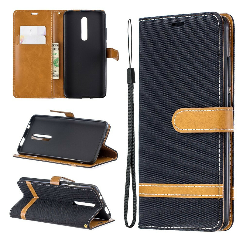 Housse Xiaomi Mi 9T / Mi 9T Pro Tissu et Effet Cuir à Lanière Housse Xiaomi Mi 9T / Mi 9T Pro Tissu et Effet Cuir à Lanière