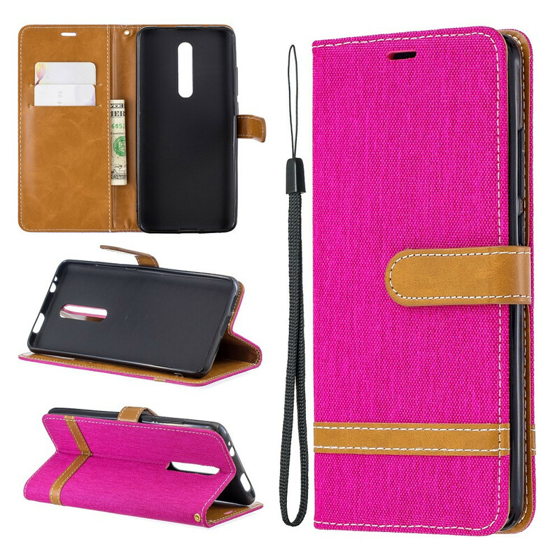 Housse Xiaomi Mi 9T / Mi 9T Pro Tissu et Effet Cuir à Lanière Housse Xiaomi Mi 9T / Mi 9T Pro Tissu et Effet Cuir à Lanière