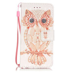Housse iPhone SE 2 / 8 / 7 Hibou Aquarelle à Lanière Housse iPhone SE 2 / 8 / 7 Hibou Aquarelle à Lanière