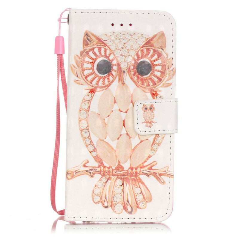 Housse iPhone SE 2 / 8 / 7 Hibou Aquarelle à Lanière Housse iPhone SE 2 / 8 / 7 Hibou Aquarelle à Lanière