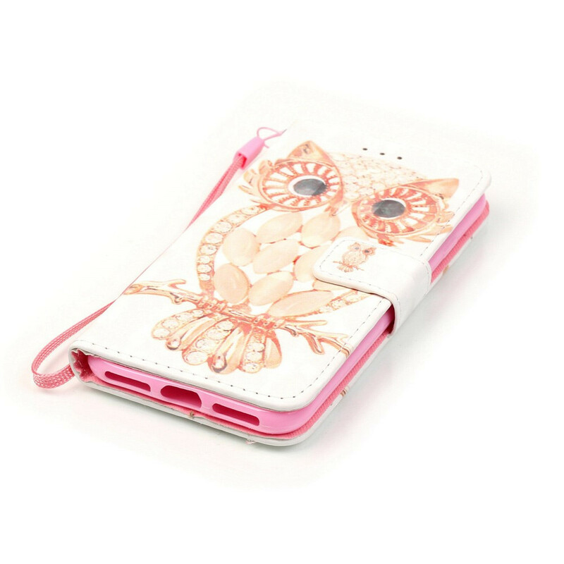 Housse iPhone SE 2 / 8 / 7 Hibou Aquarelle à Lanière Housse iPhone SE 2 / 8 / 7 Hibou Aquarelle à Lanière