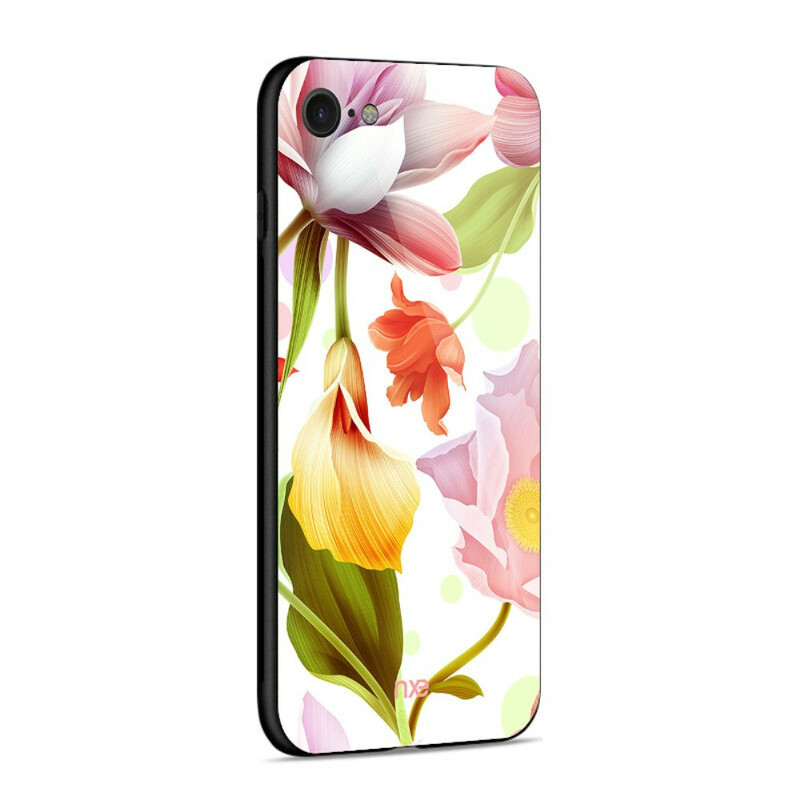 Coque iPhone SE 2 / 8 / 7 Verre et Silicone Fleurs NXE