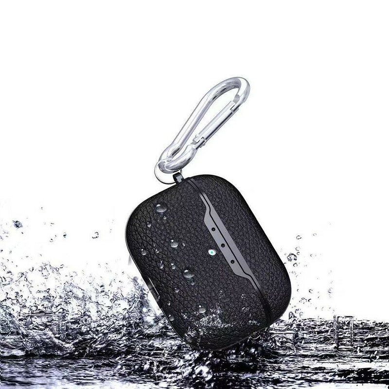 Étui AirPods Pro Effet Cuir Litchi avec Mousqueton Étui AirPods Pro Effet Cuir Litchi avec Mousqueton